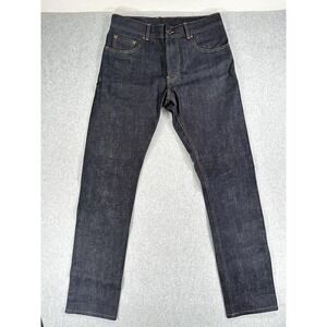 Indigogene Denim Jeans Selvedge Mens 32x34 Dark Indigo Straight Leg USA Sample